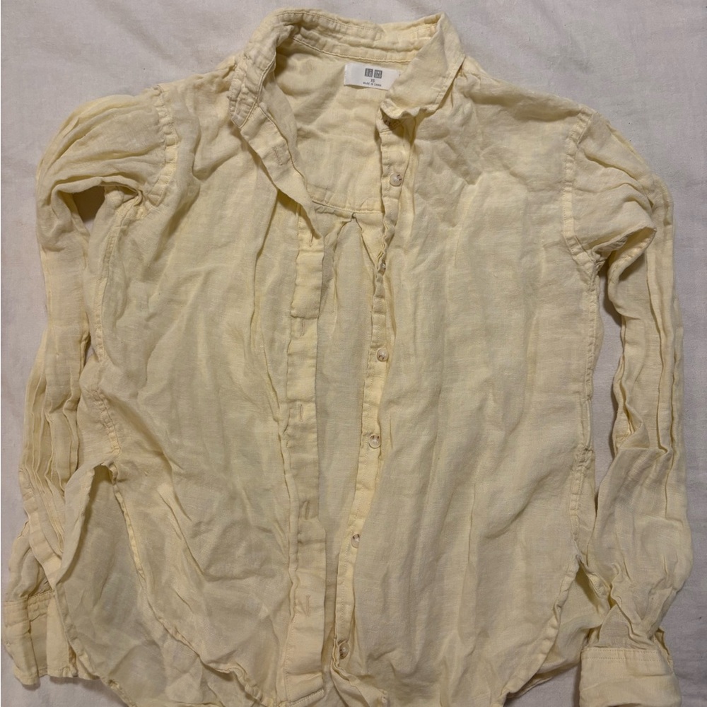 Uniqlo Light Yellow Linen Shirt